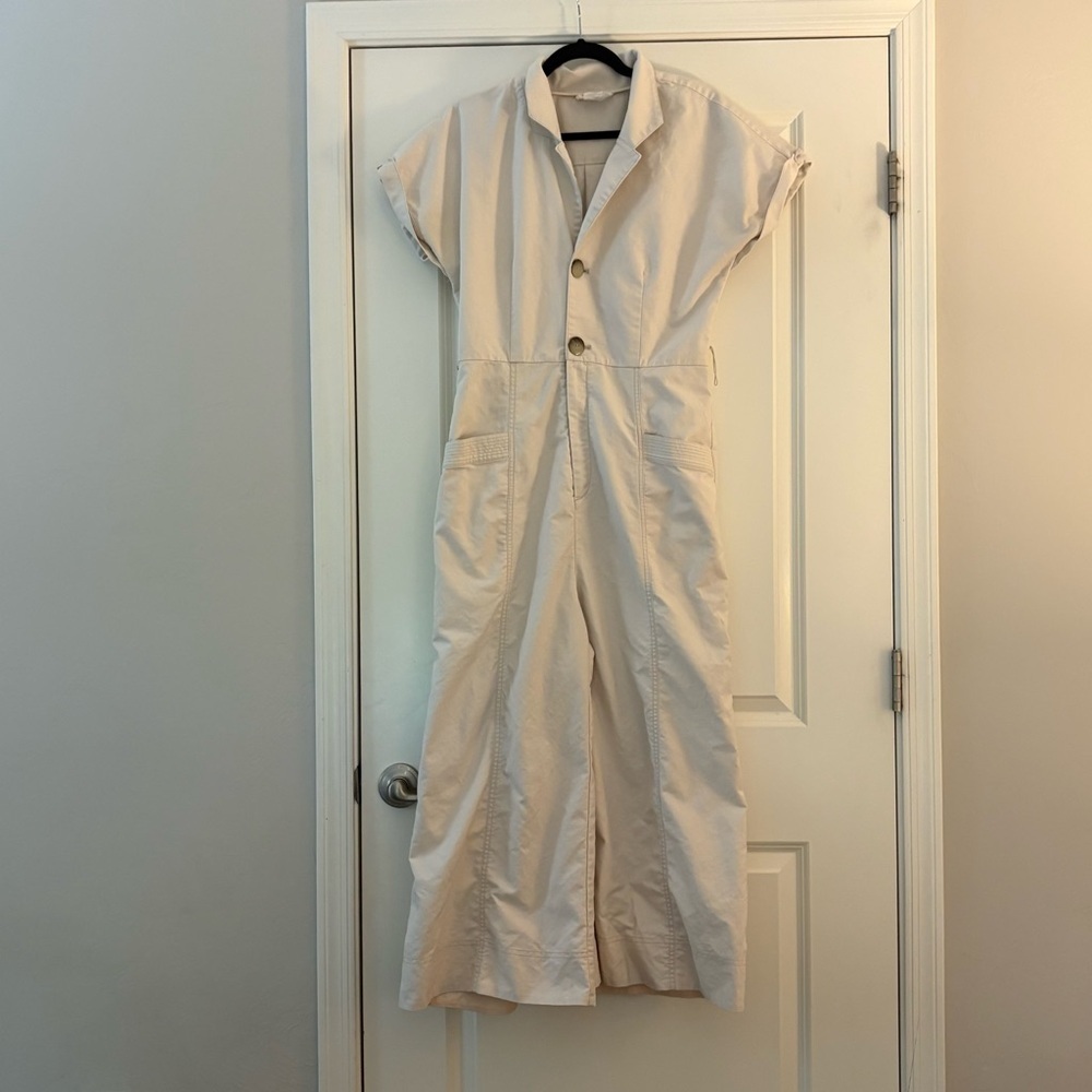 Anthropologie Off-White Buttoned Jumpsuit